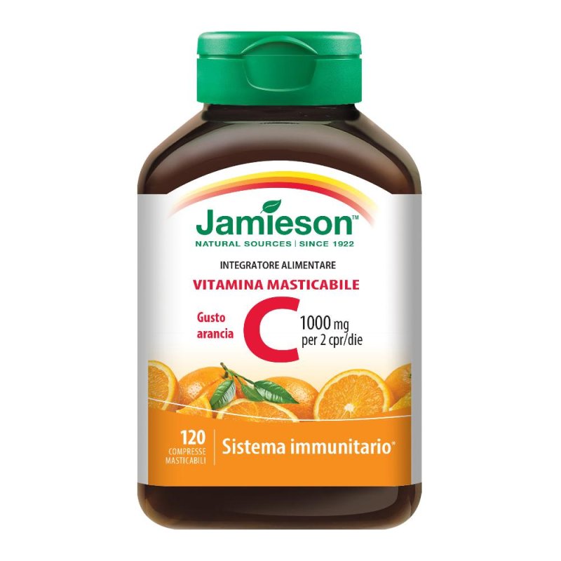Jamieson Vitamina C 1000 masticabile gusto arancia 120 compresse Jamieson Vitamina C 1000 masticabile gusto arancia 120 compresse