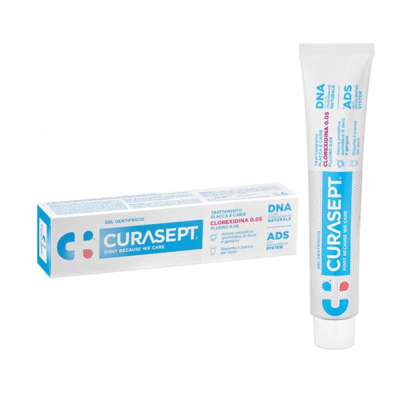 Curasept Ads Dna trattamento placca e carie gel dentifricio clorexidina 0,05 con fluoro 75 ml