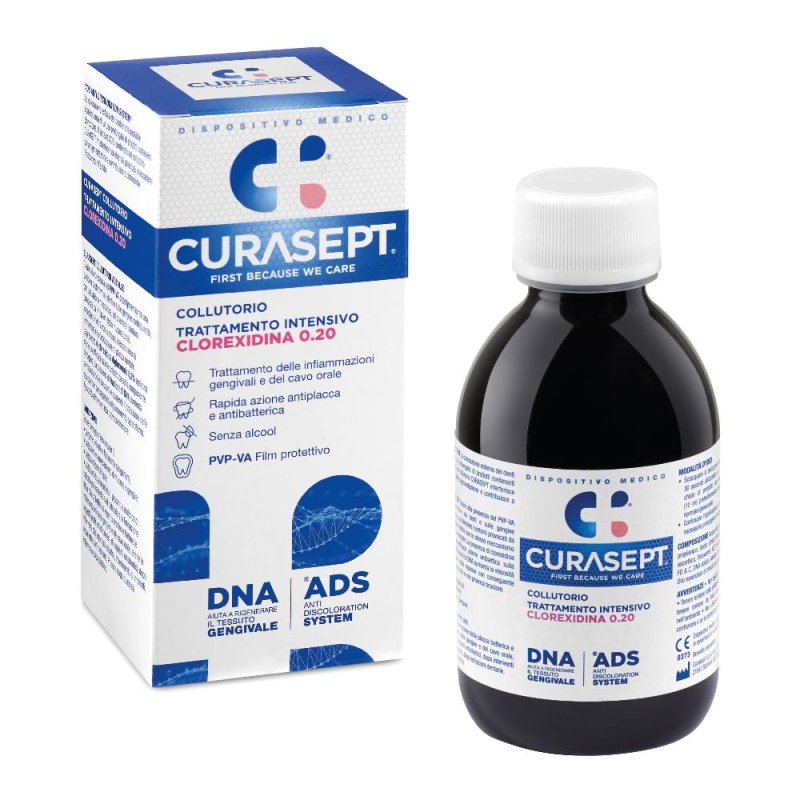 Curasept colluttorio con clorexidina 0,20 per gengive infiammate da 200 Ml Curasept colluttorio con clorexidina 0,20 per gengive infiammate da 200 Ml