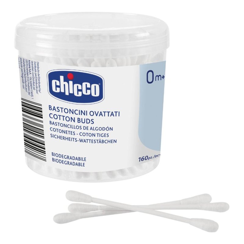 Chicco Bastoncini Ovattati in Cotone Igiene Orecchio 160 Pezzi Chicco Bastoncini Ovattati in Cotone Igiene Orecchio 160 Pezzi