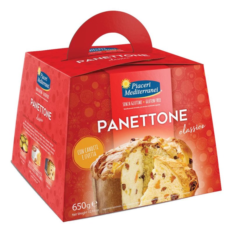 Piaceri Mediterranei Panettone Senza Glutine 650 g Dolci Piaceri di Natale Artigianale con Uvetta e Canditi Piaceri Mediterranei Panettone Senza Glutine 650 g Dolci Piaceri di Natale Artigianale con Uvetta e Canditi