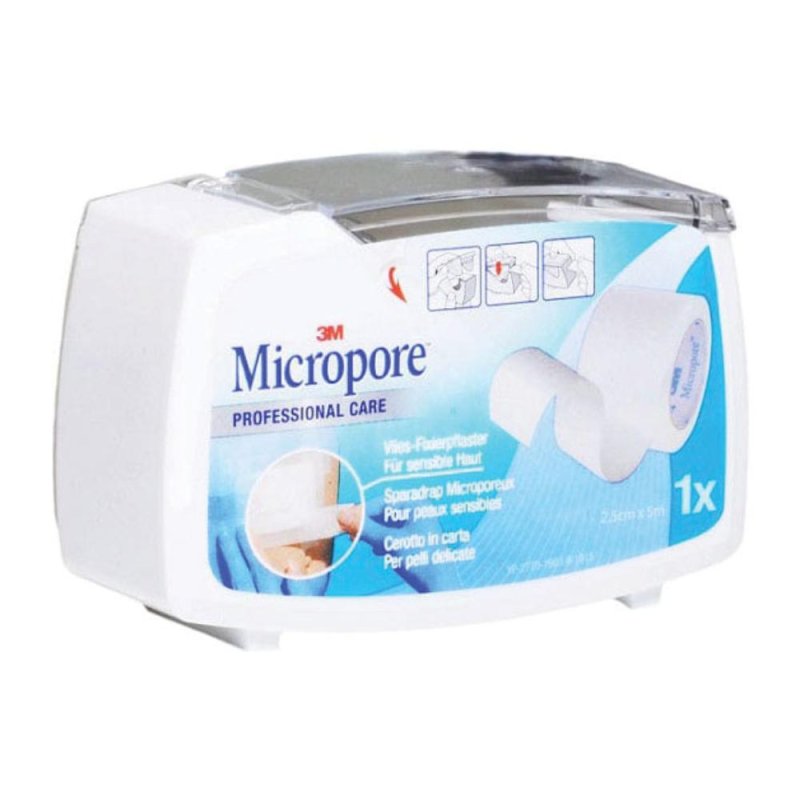 Cerotto Micropore Ipoallergenico in Carta 2,5 Centimetri x 5 Metri per Fissaggio di Medicazioni e Pelle Sensibile Cerotto Micropore Ipoallergenico in Carta 2,5 Centimetri x 5 Metri per Fissaggio di Medicazioni e Pelle Sensibile