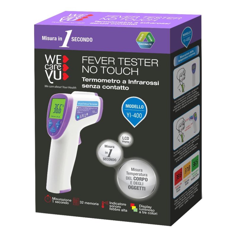 Termometro Frontale Infrarossi Senza Contatto WECAREYU FEVERTEST No Touch per Misurazione Febbre Rapida e Precisa per Adulti e Bambini Termometro Frontale Infrarossi Senza Contatto WECAREYU FEVERTEST No Touch per Misurazione Febbre Rapida e Precisa per Adulti e Bambini