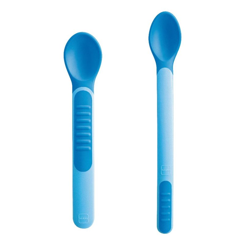 MAM Heat Sensitive Cucchiaini per Pappa Set 2 Pezzi, Cucchiai Sensitive Termosensibili che Cambiano Colore, Ideali per Neonati e Bambini