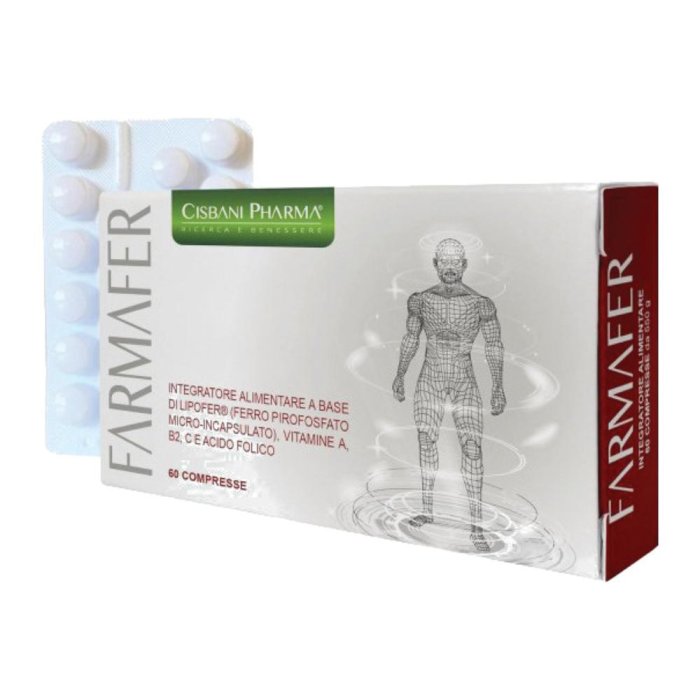 Farmafer 60 compresse - integratore ferro liposomiale con vitamine A B C e acido folico Farmafer 60 compresse - integratore ferro liposomiale con vitamine A B C e acido folico