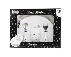 Chicco Artsana Set Pappa Black White Whales 18m+ Limited Edition