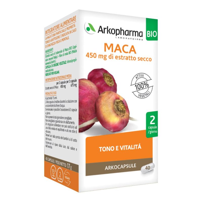 Arkopharma Maca Integratore Tono E Vitalit&agrave; 40 Arkocapsule