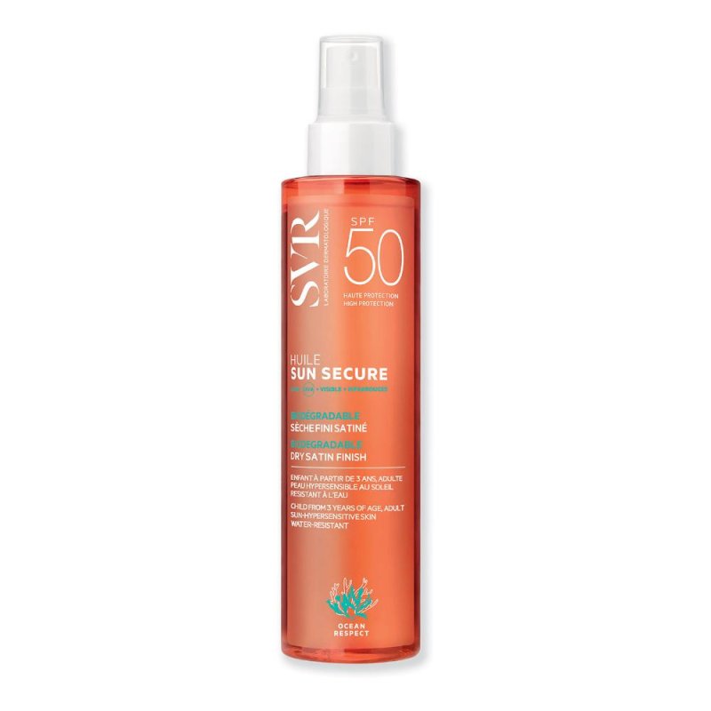 SVR Sun Secure - Huile Seche SPF50 Olio Secco Viso Corpo Capelli Satinato, 200ml