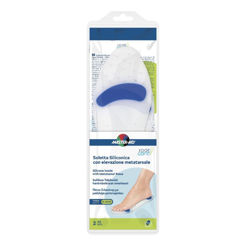 Master Aid Solette in Silicone Ortopediche Taglia XL 43-44, Plantari Antishock per Scarpe, Confezione da 2 Pezzi