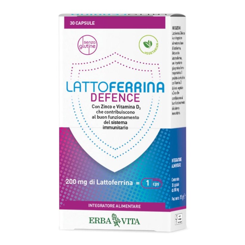 Erba Vita Lattoferrina Defence Integratore Sistema Immunitario 30 Capsule Erba Vita Lattoferrina Defence Integratore Sistema Immunitario 30 Capsule