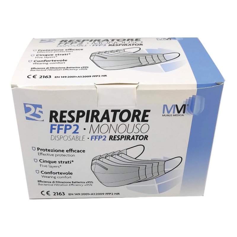 Munus Mascherine Respiratore Ffp2 certificate CE 25 Pezzi Munus Mascherine Respiratore Ffp2 certificate CE 25 Pezzi