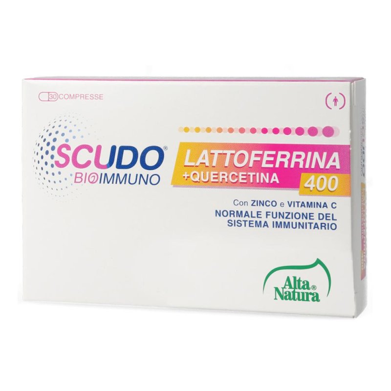 Scudo Lattoferrina + Querce integratore alimentare per le difese immunitarie con lattoferrina, quercetina e vitamina C &ndash; confezione da 30 compresse