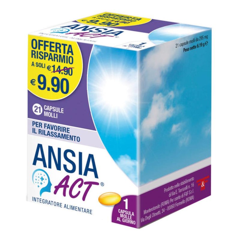 Linea ACT Ansia Act Integratore Alimentare per il Rilassamento, 21 Capsule Linea ACT Ansia Act Integratore Alimentare per il Rilassamento, 21 Capsule