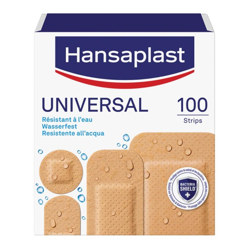 Hansaplast cerotti universali plast 100 pezzi - cerotti resistenti all&rsquo;acqua per piccole ferite