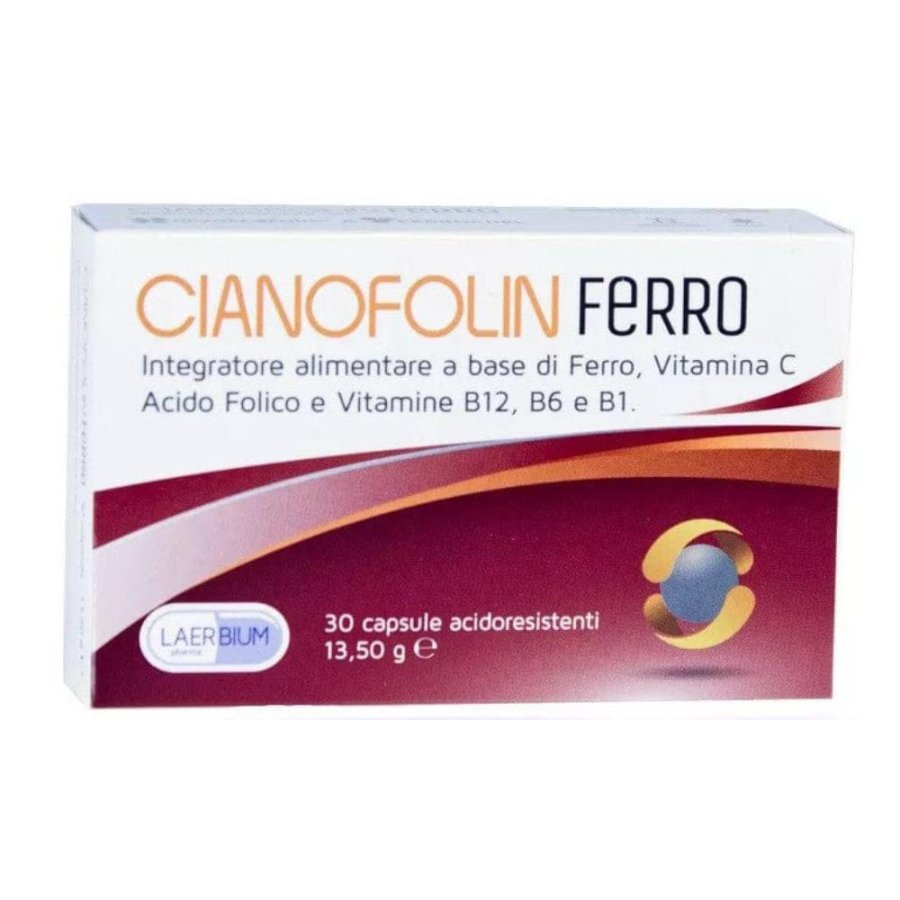 Cianofolin Ferro 30 Capsule Integratore di Ferro e Acido Folico per Stanchezza, Anemia e Difese Immunitarie Cianofolin Ferro 30 Capsule Integratore di Ferro e Acido Folico per Stanchezza, Anemia e Difese Immunitarie
