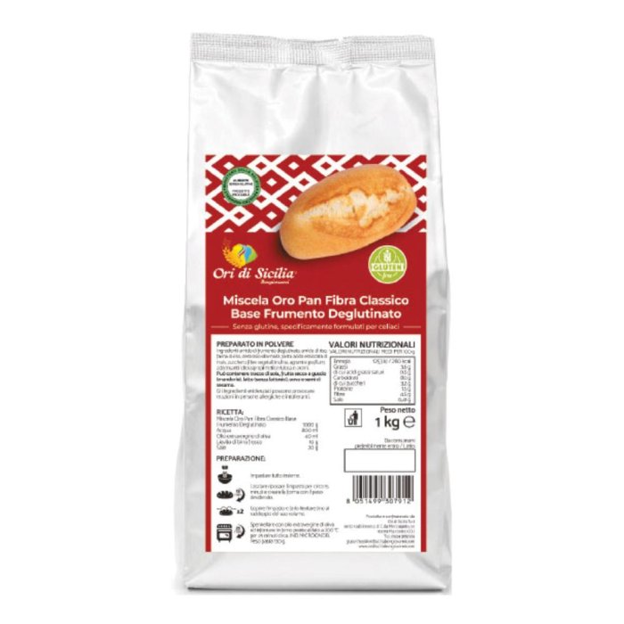 Ori di Sicilia Mix Farine con Fibre per Pane e Pizza 1 Chilogrammo Ori di Sicilia Mix Farine con Fibre per Pane e Pizza 1 Chilogrammo