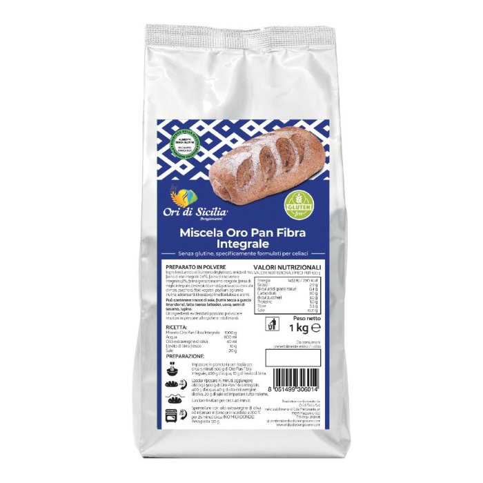 Ori di Sicilia Mix Farina Integrale Ricca di Fibre 1 kg per Pane, Pizza e Dolci Ori di Sicilia Mix Farina Integrale Ricca di Fibre 1 kg per Pane, Pizza e Dolci