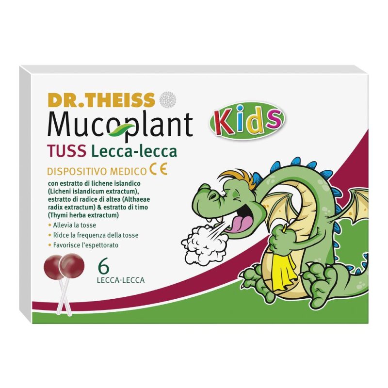 Dr Theiss Muco Tuss lecca lecca 6 pezzi per gola e tosse bambini Dr Theiss Muco Tuss lecca lecca 6 pezzi per gola e tosse bambini