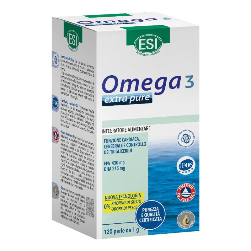 ESI Omega 3 - Extra Pure Integratore Naturale Omega 3 e Vitamina E 120 Perle ESI Omega 3 - Extra Pure Integratore Naturale Omega 3 e Vitamina E 120 Perle