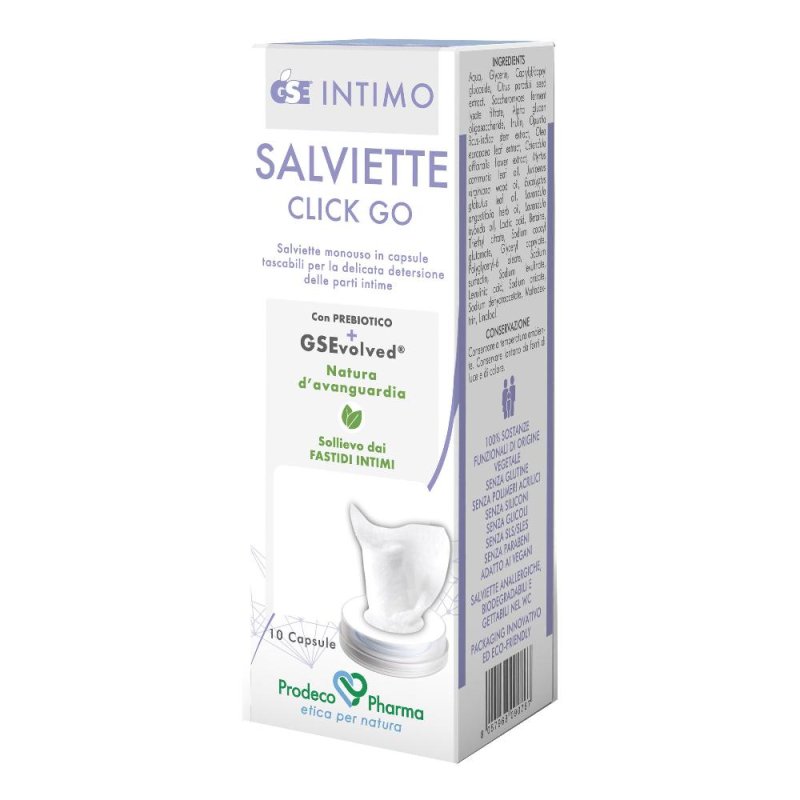 GSE Intimo - Salviette Click Go Salviettine Intime Monouso in Capsula 10 Pezzi GSE Intimo - Salviette Click Go Salviettine Intime Monouso in Capsula 10 Pezzi