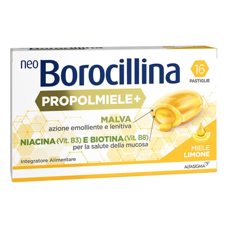 Neoborocillina Propolmiele + Miele/Limone 16 Pastiglie Neoborocillina Propolmiele + Miele/Limone 16 Pastiglie