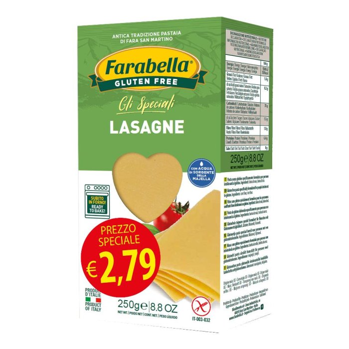 Bioalimenta Farabella Alimenti senza Glutine Lasagna Pasta Secca 250 g Offerta Promo Bioalimenta Farabella Alimenti senza Glutine Lasagna Pasta Secca 250 g Offerta Promo