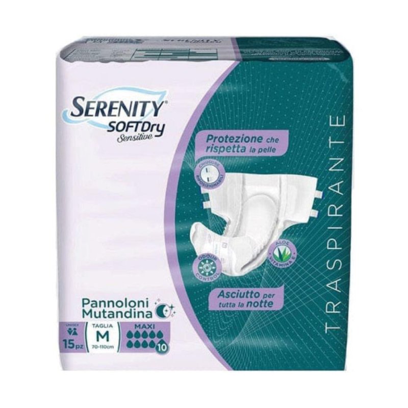 Serenity Mutandina Assorbente Sensitive Maxi Taglia Media 15 Pezzi per Incontinenza Adulti Serenity Mutandina Assorbente Sensitive Maxi Taglia Media 15 Pezzi per Incontinenza Adulti