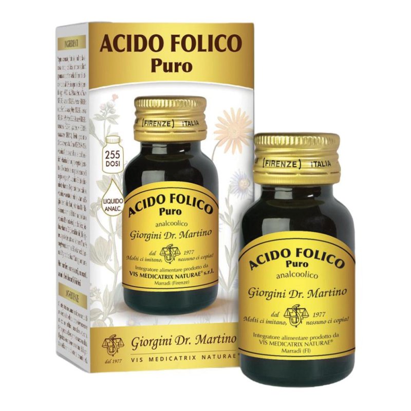 Acido folico puro analcolico 30 ml - soluzione orale di acido folico Acido folico puro analcolico 30 ml - soluzione orale di acido folico