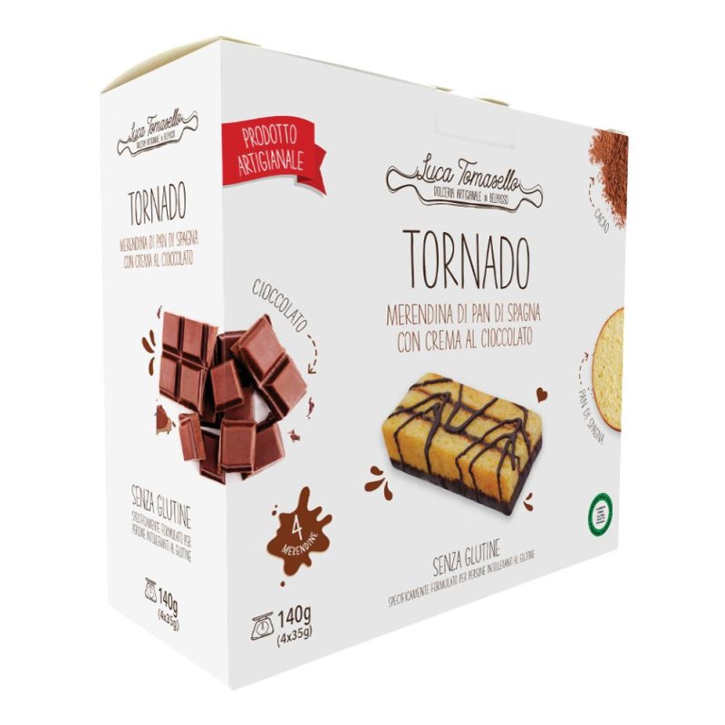Tornado Merendina al Cioccolato senza glutine Luca Tomasello140 g Tornado Merendina al Cioccolato senza glutine Luca Tomasello140 g