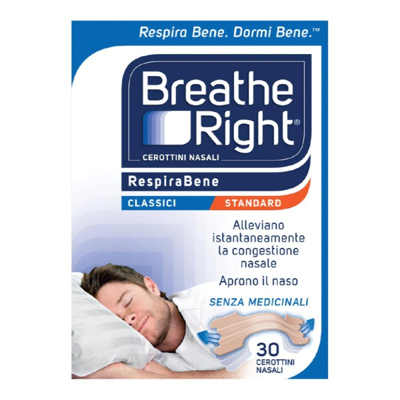 Breathe Right Classici - Cerotti Nasali per Sollievo dalla Congestione e Russamento 30 pezzi Breathe Right Classici - Cerotti Nasali per Sollievo dalla Congestione e Russamento 30 pezzi