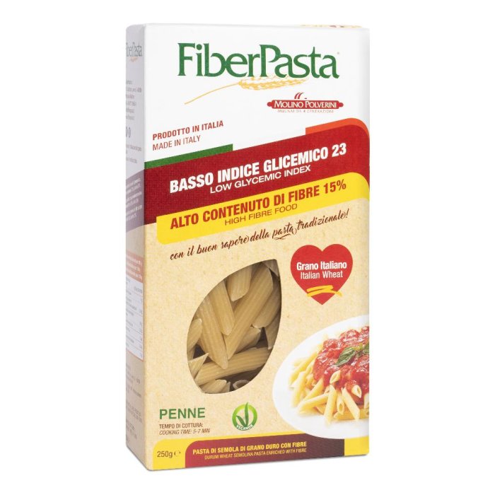 FiberPasta Penne B.I. 250 g Pasta Secca ad Alto Contenuto di Fibre e a Basso Indice Glicemico FiberPasta Penne B.I. 250 g Pasta Secca ad Alto Contenuto di Fibre e a Basso Indice Glicemico