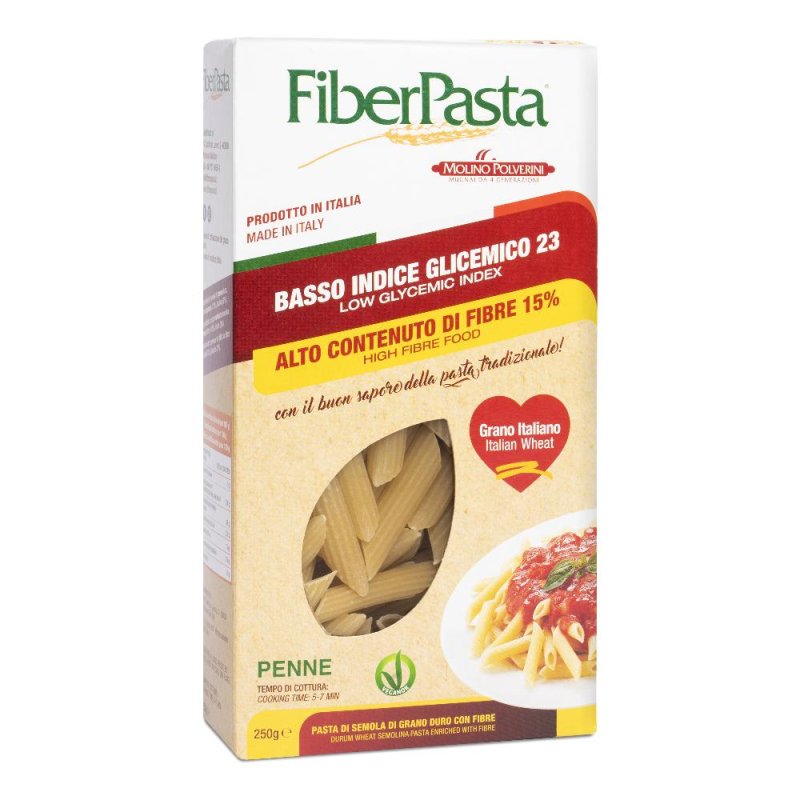FiberPasta Penne B.I. 250 g Pasta Secca ad Alto Contenuto di Fibre e a Basso Indice Glicemico FiberPasta Penne B.I. 250 g Pasta Secca ad Alto Contenuto di Fibre e a Basso Indice Glicemico