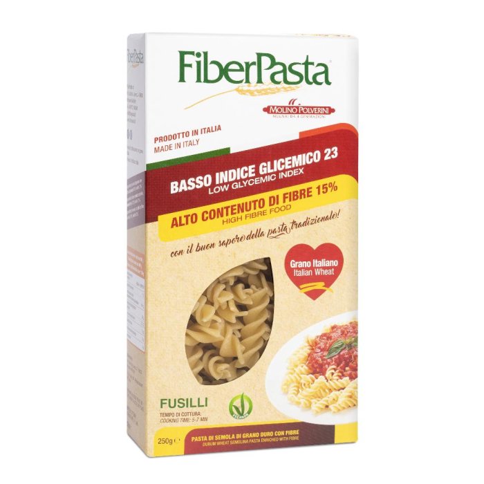 FiberPasta Fusilli 250 g – Pasta di Semola ad Alto Contenuto di Fibre e a Basso Indice Glicemico FiberPasta Fusilli 250 g – Pasta di Semola ad Alto Contenuto di Fibre e a Basso Indice Glicemico