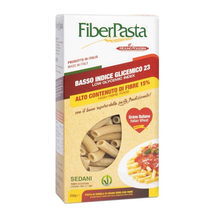 FiberPasta Sedani 250 g – Pasta a Basso Indice Glicemico Ricca di Fibre per Alimentazione Sana FiberPasta Sedani 250 g – Pasta a Basso Indice Glicemico Ricca di Fibre per Alimentazione Sana