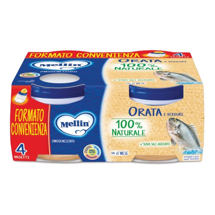 Mellin Omogeneizzato di Orata per Bambini 4 x 80 g