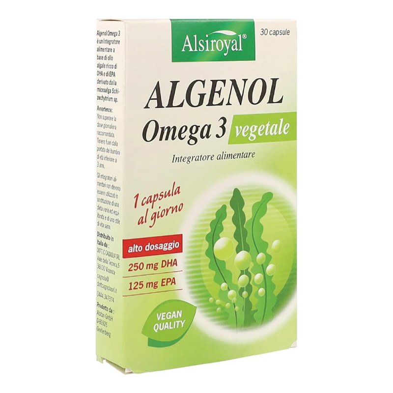 Algenol Omega 3 vegetale 30 capsule - integratore di omega 3 da alghe Algenol Omega 3 vegetale 30 capsule - integratore di omega 3 da alghe