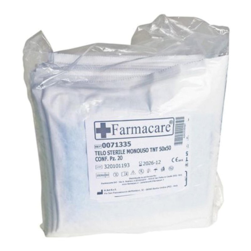 Farmacare Telo Chirurgico in TNT Colore Azzurro 50 x 50cm, 20 telino
