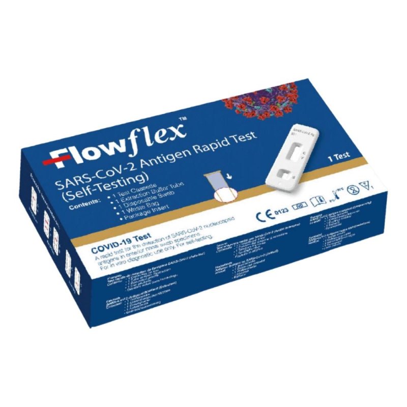 Flow Flex SARS-COV-2 Autodiagnostico Test Tampone Rapido Covid-19 Nasale 1PZ Flow Flex SARS-COV-2 Autodiagnostico Test Tampone Rapido Covid-19 Nasale 1PZ