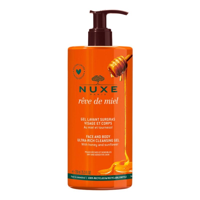 Nuxe Reve De Miel Gel Detergente Viso E Corpo Al Miele 750ml Nuxe Reve De Miel Gel Detergente Viso E Corpo Al Miele 750ml