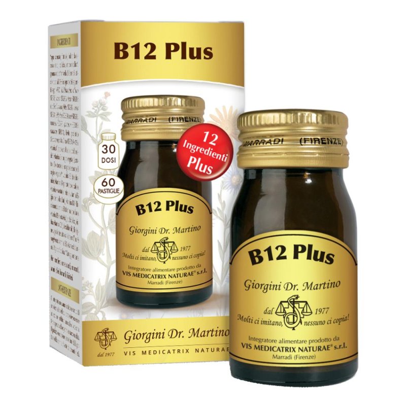 B12 Plus - Integratore Alimentare con Vitamine del Gruppo B 60 pastiglie B12 Plus - Integratore Alimentare con Vitamine del Gruppo B 60 pastiglie