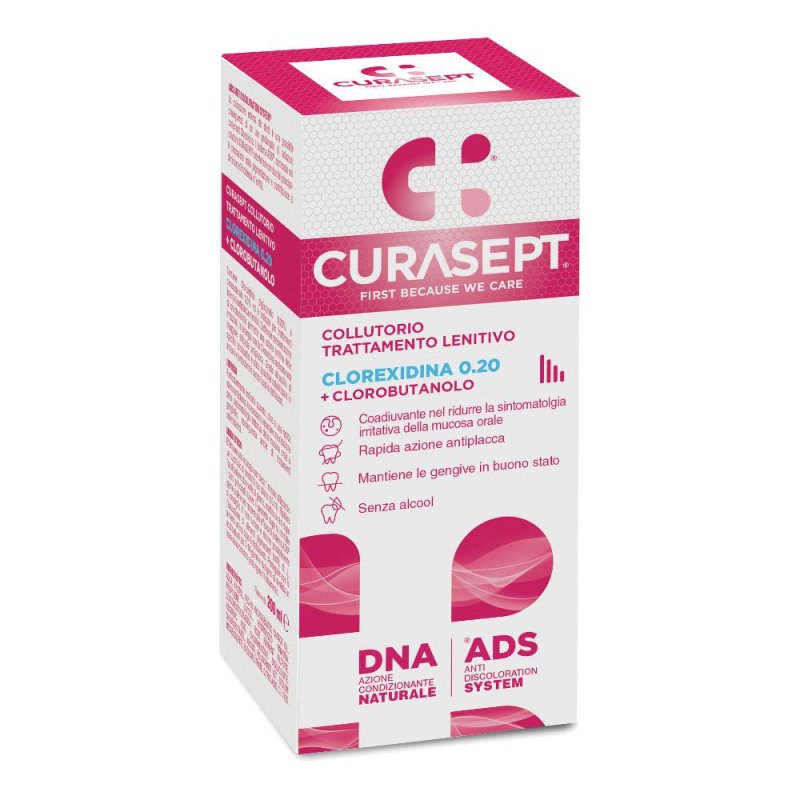 Curasept ADS - Trattamento Lenitivo Clorexidina 0,20% Collutori con Clorobutanolo 200 ml Curasept ADS - Trattamento Lenitivo Clorexidina 0,20% Collutori con Clorobutanolo 200 ml
