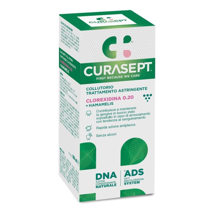 Curasept Collutorio ADS + DNA Trattamento Astringente  con Clorexidina e Hamamelis 200 ml