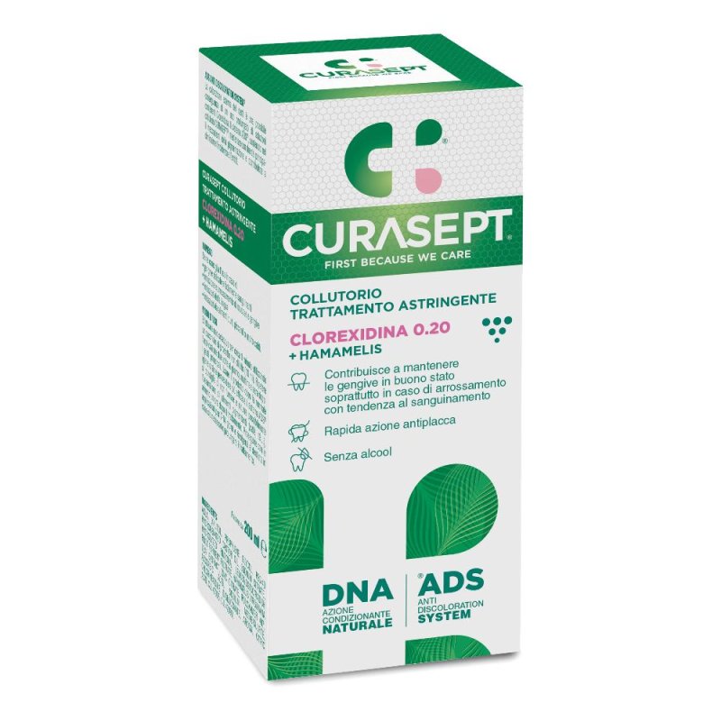 Curasept Collutorio ADS + DNA Trattamento Astringente  con Clorexidina e Hamamelis 200 ml