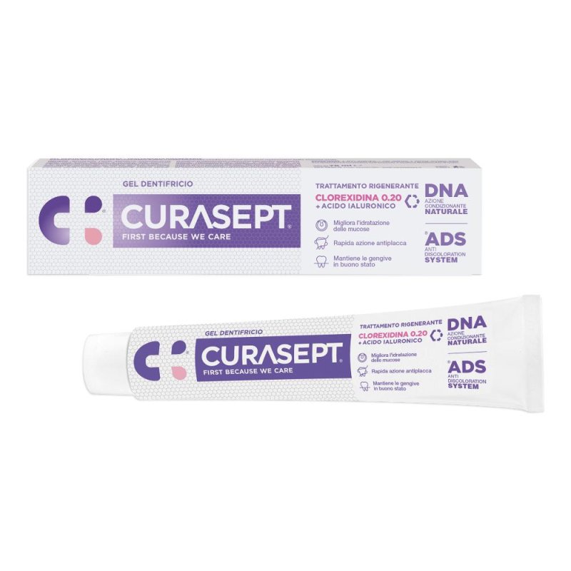Curasept gel dentifricio Ads Dna trattamento rigenerante clorexidina 0,2% e acido ialuronico 75 ml