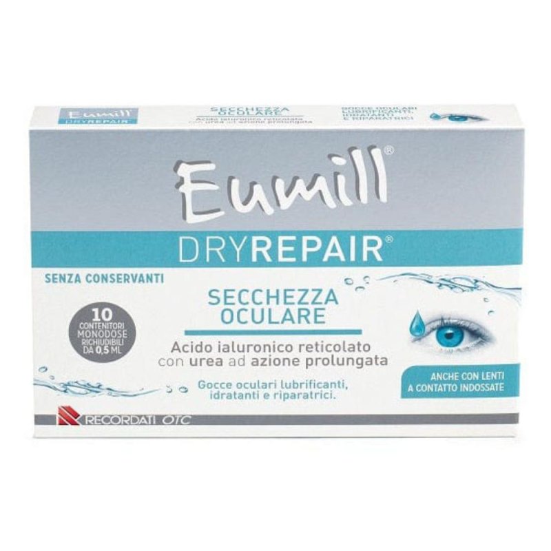 Eumill DryRepair Gocce oculari collirio contro la secchezza oculare 10 Monodose Da 0,5ml
