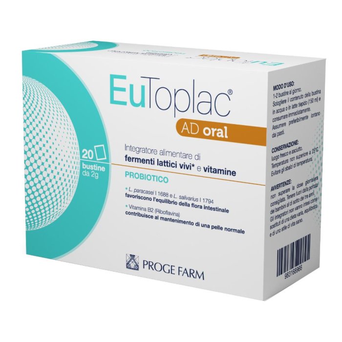 Eutoplac AD Oral integratore in bustine 20 pezzi per il benessere intestinale e digestivo Eutoplac AD Oral integratore in bustine 20 pezzi per il benessere intestinale e digestivo