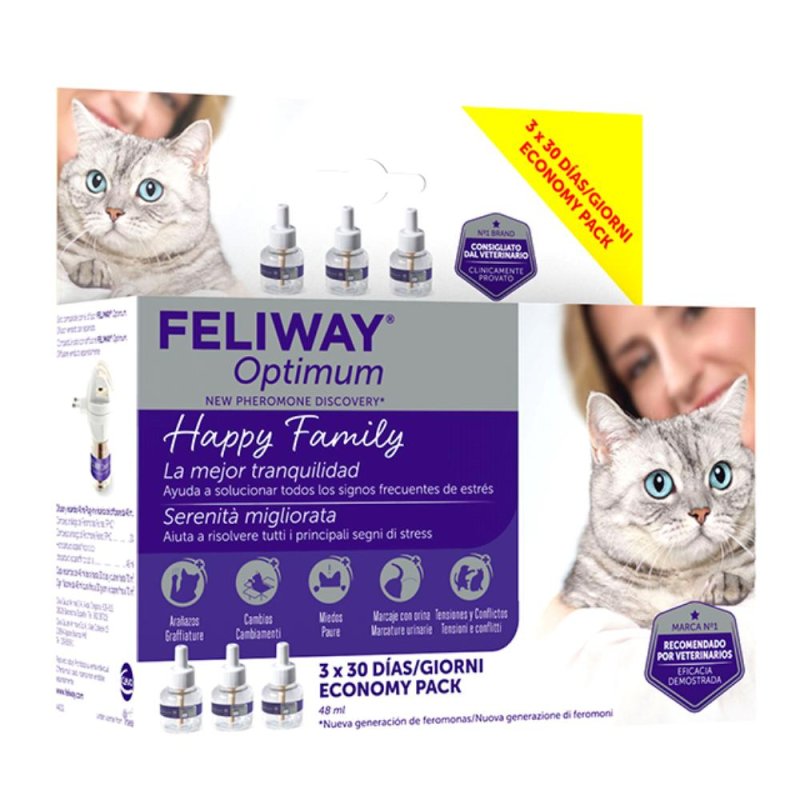 Feliway Optimum refill 3x48 ml - ricarica diffusore feromoni per gatti Feliway Optimum refill 3x48 ml - ricarica diffusore feromoni per gatti