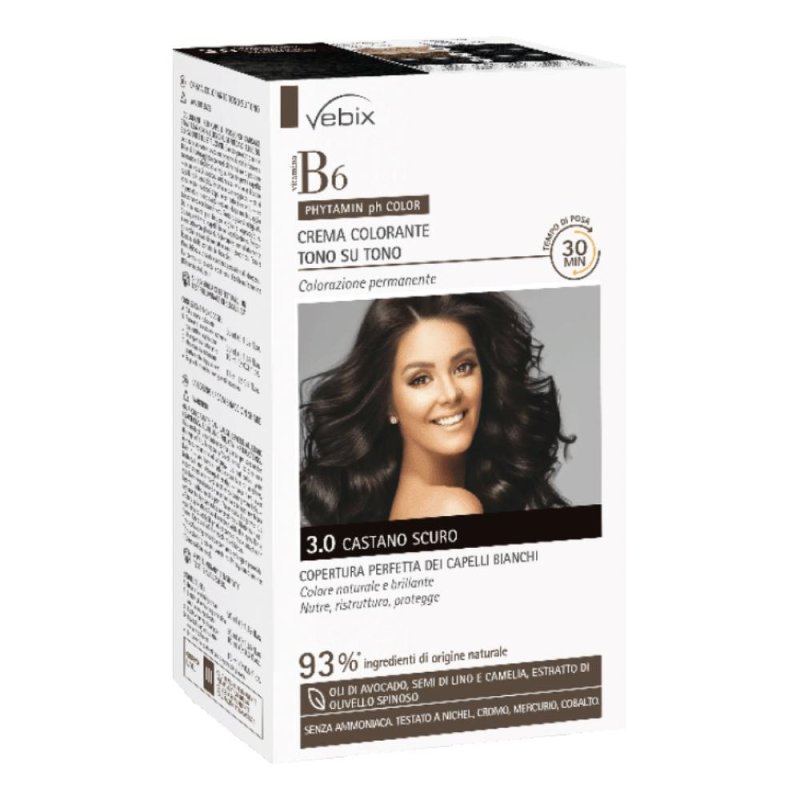 Vebix Phytamin Color 3.0 Castano Scuro – Tinta per Capelli Permanente Nutritiva con Complesso Vitaminico Vebix Phytamin Color 3.0 Castano Scuro – Tinta per Capelli Permanente Nutritiva con Complesso Vitaminico
