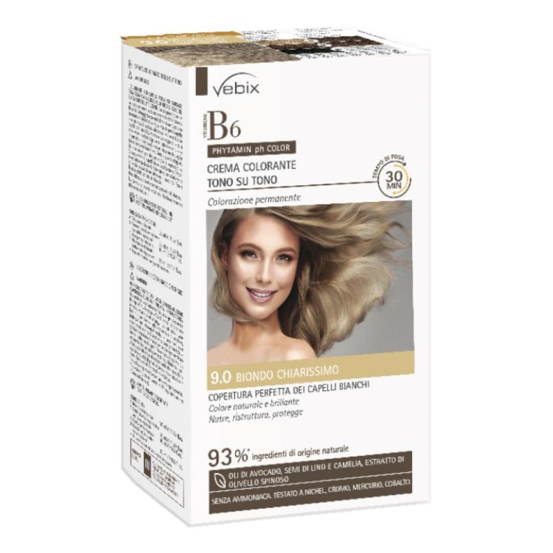 Vebix Phytamin pH Color 9.0 Bio Tinta per Capelli Biondo Chiarissimo Naturale Colorazione Delicata Vebix Phytamin pH Color 9.0 Bio Tinta per Capelli Biondo Chiarissimo Naturale Colorazione Delicata