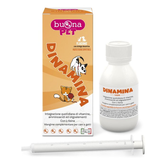 Buona PET DINAMINA Integrazione Quotidiana di Vitamine, Amminoacidi e Oligoelementi per Cani e Gatti 60 grammi Buona PET DINAMINA Integrazione Quotidiana di Vitamine, Amminoacidi e Oligoelementi per Cani e Gatti 60 grammi